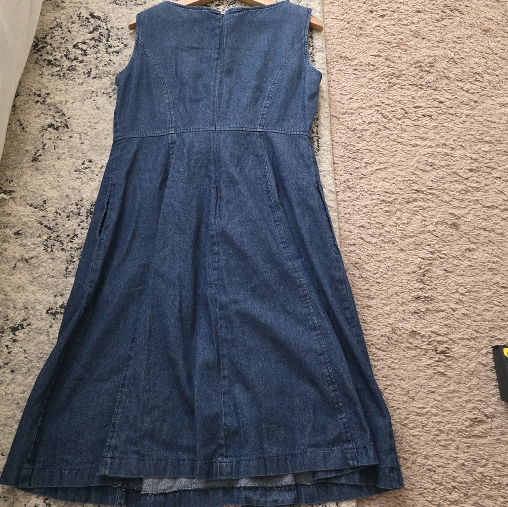 Vintage 90s Robbie Bee Midi Denim Skirt Button Cinched Front Wmns 10 Cotton Boho - Picture 6 of 6